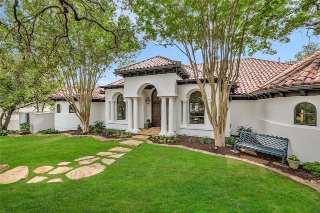 1710 Mount Larson Rd, Austin, TX 78746 - mediterranean / spanish-style home with a tile roof and stucco siding