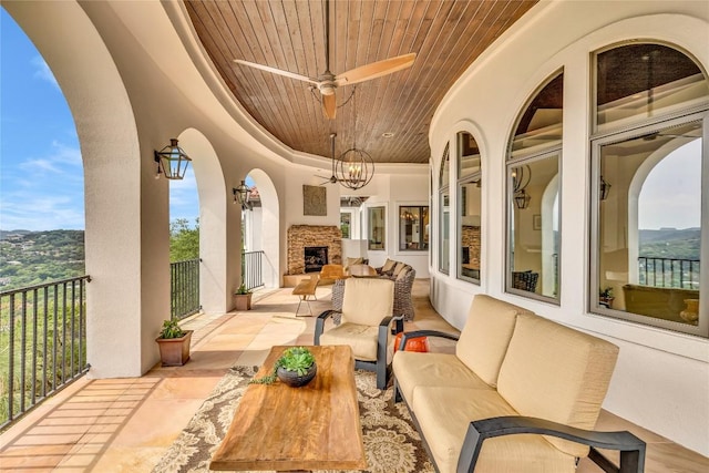 1710 Mount Larson Rd, Austin, TX 78746 - view of patio / terrace featuring an outdoor living space and a ceiling fan