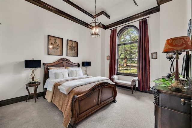 1710 Mount Larson Rd, Austin, TX 78746 - bedroom with light carpet, ornamental molding, and baseboards