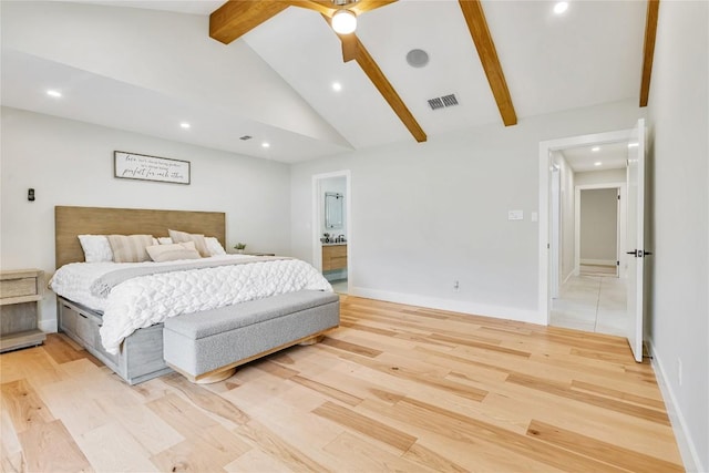7000 Scenic Brook Dr, Austin, TX 78736 - bedroom featuring recessed lighting, light wood finished floors, ensuite bath, baseboards, and ceiling fan