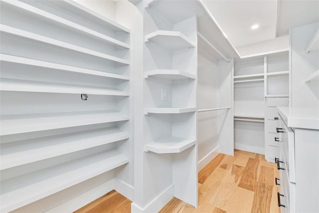 spacious closet with light wood finished floors