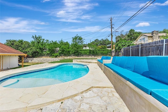 7000 Scenic Brook Dr, Austin, TX 78736 - view of swimming pool with an outdoor hangout area, a fenced backyard, and a patio area