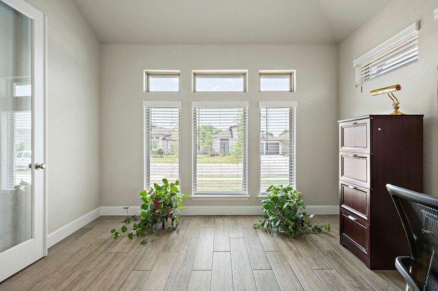 14505 Kira Ln, Manor, TX 78653 - office area featuring light wood-type flooring and baseboards