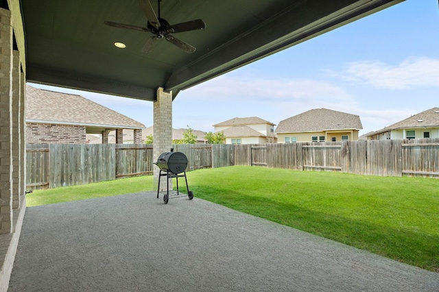 14505 Kira Ln, Manor, TX 78653 - view of patio / terrace featuring a ceiling fan and a grill