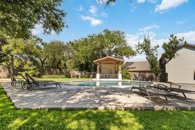 8807 Honeysuckle Trl, Austin, TX 78759 - view of pool with fence, a gazebo, and a patio area