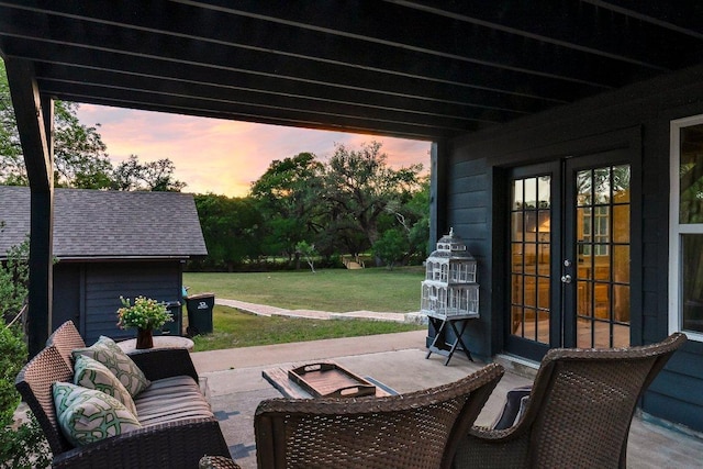 view of patio featuring french doors