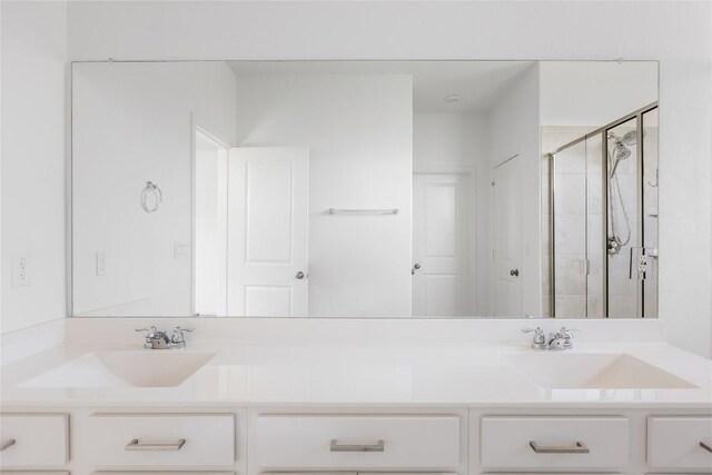 1203 Diggy Dr, Austin, TX 78748 - bathroom with double vanity and a stall shower