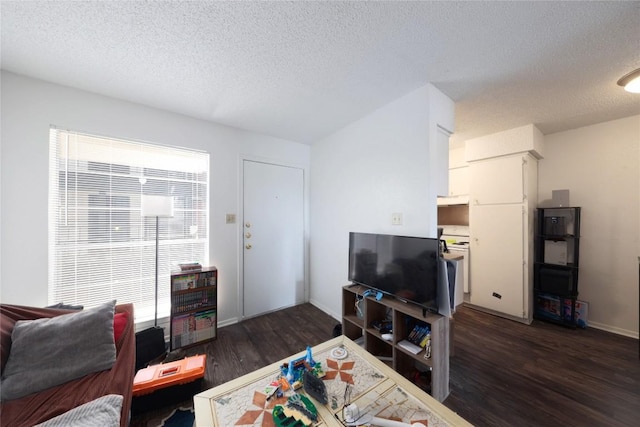 2803 Hemphill Park Unit B204, Austin, TX 78705 - living area featuring dark wood-style flooring, a textured ceiling, and baseboards