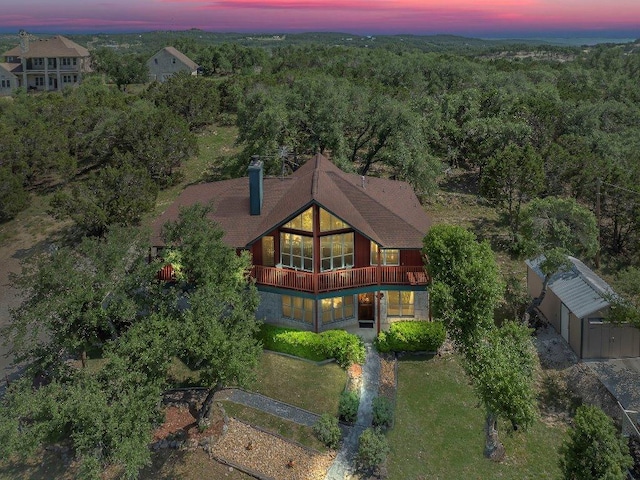 9038 Eagles Vw, Spring Branch, TX 78070 - aerial view at dusk of a forest view