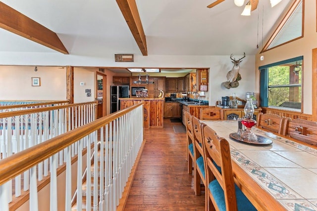 9038 Eagles Vw, Spring Branch, TX 78070 - dining room with a ceiling fan and wood finished floors
