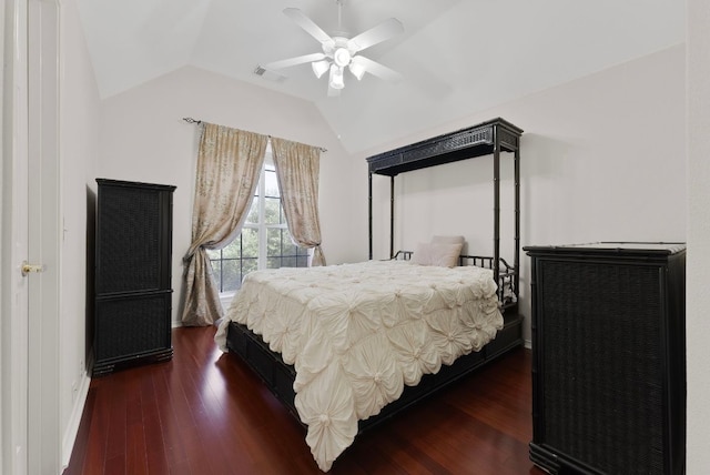 8105 Red Bird Ct, Austin, TX 78726 - bedroom with lofted ceiling, dark wood finished floors, ceiling fan, and access to exterior