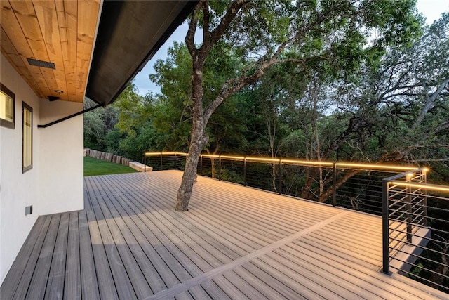 deck with view of scattered trees