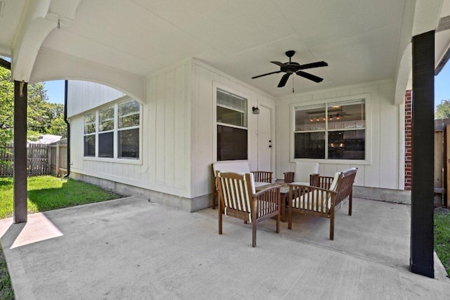 2912 Sydney Dr, Austin, TX 78728 - view of patio with a ceiling fan and an outdoor hangout area