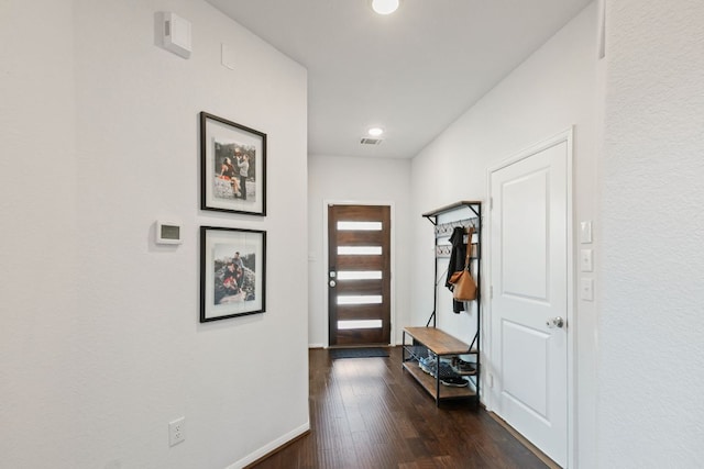 4418 Royal Oak Blvd, San Marcos, TX 78666 - mudroom with dark wood-type flooring, baseboards, and recessed lighting