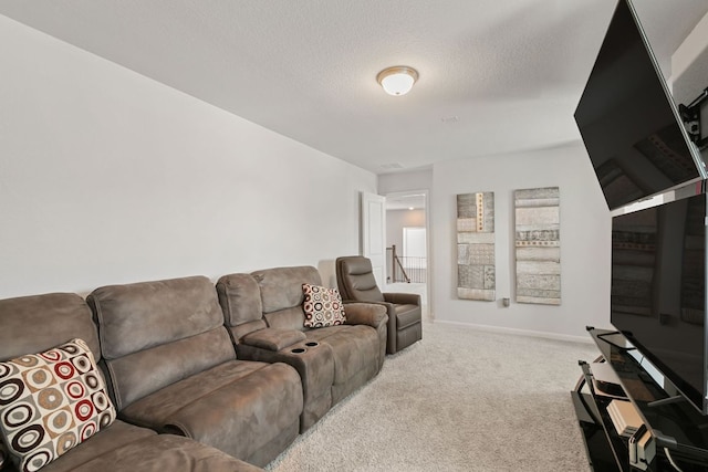 4418 Royal Oak Blvd, San Marcos, TX 78666 - carpeted living room with baseboards and a textured ceiling