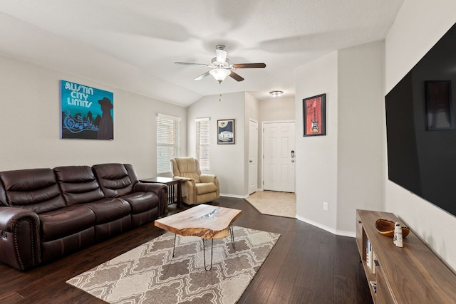 200 Circle Way Unit 8E, Jarrell, TX 76537 - living area with ceiling fan, dark wood-type flooring, and baseboards