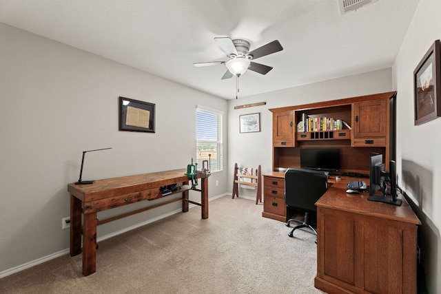 200 Circle Way Unit 8E, Jarrell, TX 76537 - office space featuring a ceiling fan, light colored carpet, and baseboards