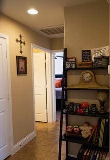 834 Salado Creek Ln, Georgetown, TX 78633 - corridor with baseboards, light tile patterned floors, and recessed lighting