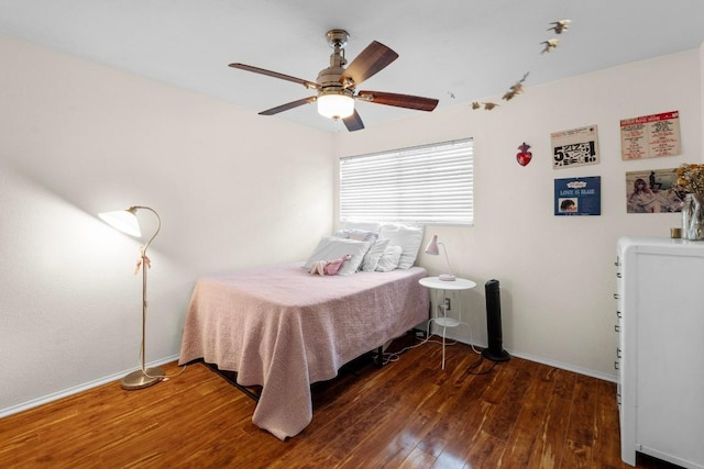 1605 Coronado Hills Dr Unit B, Austin, TX 78752 - bedroom with wood-type flooring, baseboards, and ceiling fan
