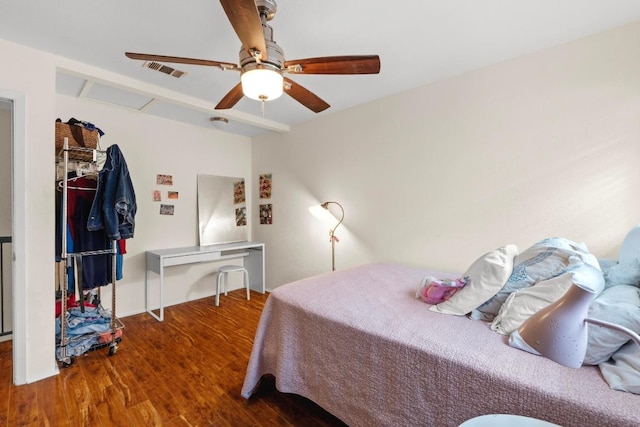 1605 Coronado Hills Dr Unit B, Austin, TX 78752 - bedroom featuring wood finished floors and ceiling fan