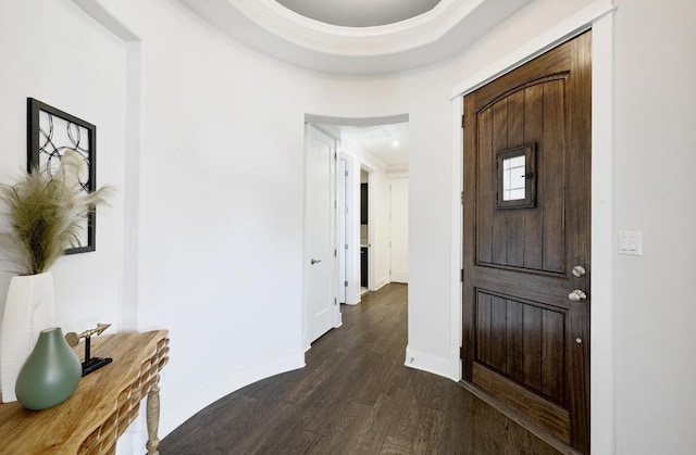 5303 Patagonia Pass, Austin, TX 78738 - entryway featuring dark wood-type flooring and baseboards