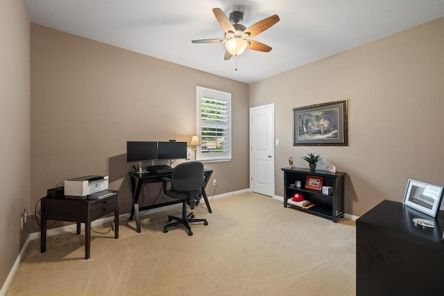 313 Monahans Dr, Georgetown, TX 78628 - office area with ceiling fan and light colored carpet