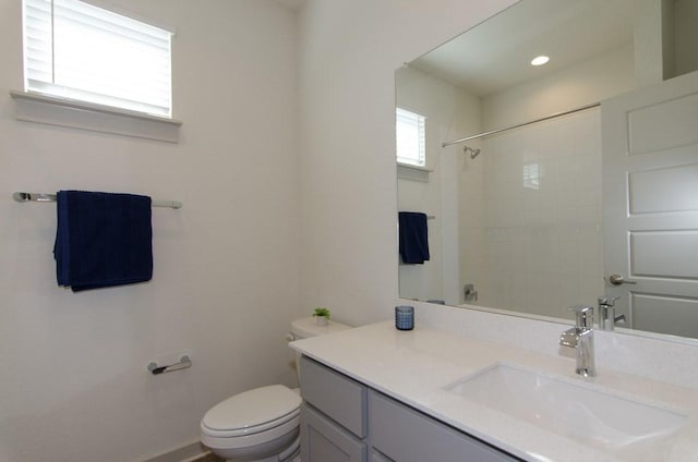 217 Deserti Rd, Leander, TX 78641 - full bath featuring toilet, vanity, and a shower