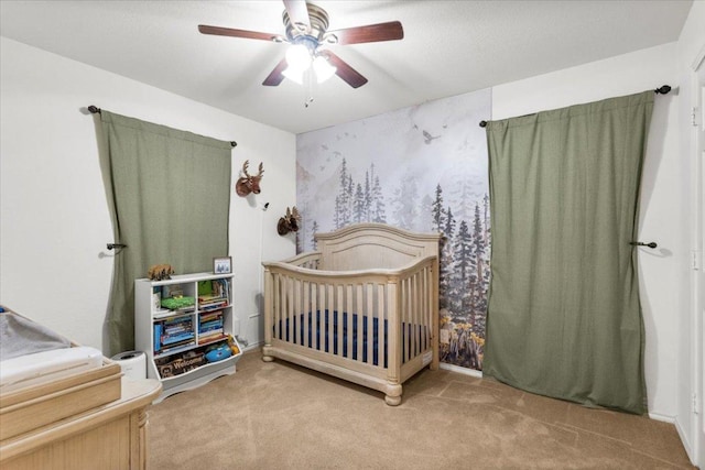 6820 Derby Downs Dr, Austin, TX 78747 - bedroom featuring carpet floors, a crib, and ceiling fan