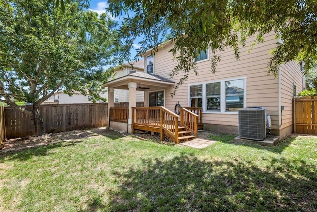6820 Derby Downs Dr, Austin, TX 78747 - rear view of house with cooling unit and a deck