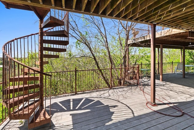 909 Redbud Trl, West Lake Hills, TX 78746 - wooden terrace featuring stairs