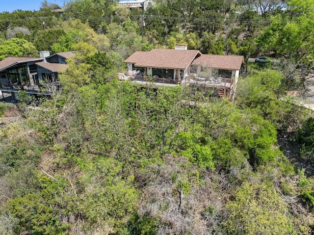 909 Redbud Trl, West Lake Hills, TX 78746 - aerial view of property and surrounding area with a heavily wooded area