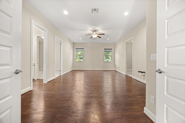 2761 Fishing Hole Cv, Leander, TX 78641 - spare room featuring a ceiling fan, dark wood finished floors, and recessed lighting