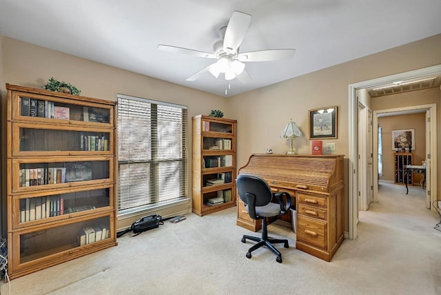 217 Fox Xing, Burnet, TX 78611 - office featuring light colored carpet and ceiling fan