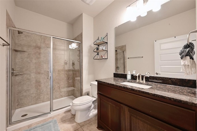 8716 Mina Dr, Austin, TX 78747 - bathroom with vanity, tile patterned flooring, and a stall shower
