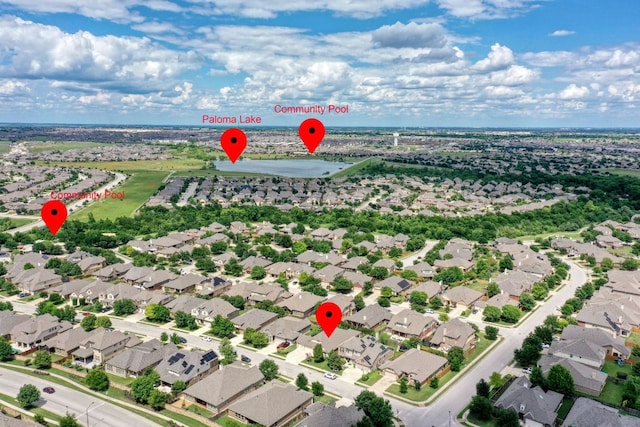 2909 Saint Paul Rivera, Round Rock, TX 78665 - aerial perspective of suburban area featuring a large body of water