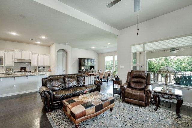 2909 Saint Paul Rivera, Round Rock, TX 78665 - living room with a ceiling fan, wood finished floors, and recessed lighting