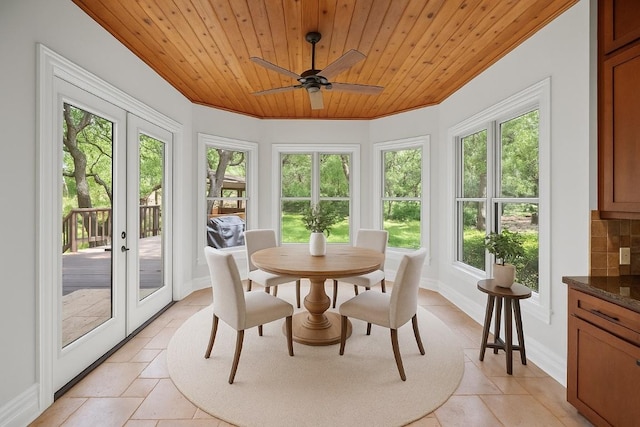 106 Sendera Bonita, Austin, TX 78734 - sunroom with french doors, tile patterned flooring, and wood ceiling