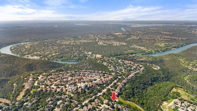 aerial overview of property's location featuring a large body of water