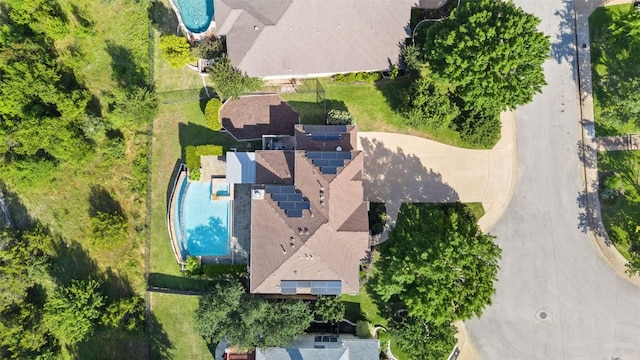 aerial view of a pool