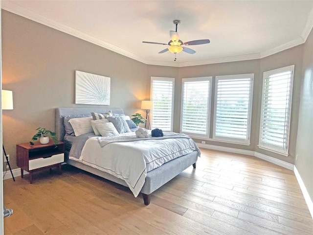 9604 Big View Dr, Austin, TX 78730 - bedroom featuring crown molding, light wood finished floors, and ceiling fan