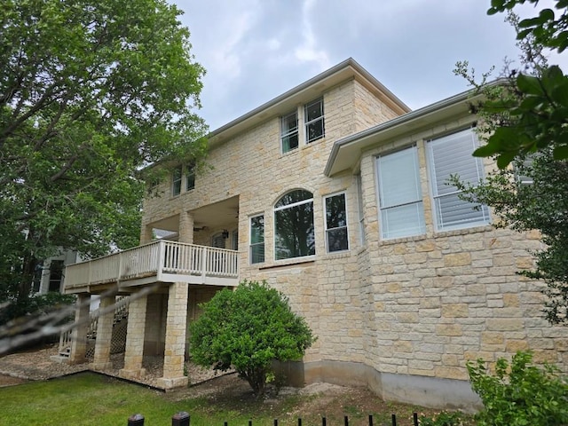 9604 Big View Dr, Austin, TX 78730 - rear view of house featuring stone siding