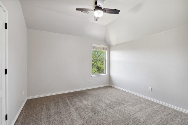 21816 Agarito Ln, Spicewood, TX 78669 - carpeted spare room featuring ceiling fan, baseboards, and vaulted ceiling