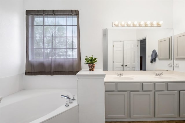 146 Long Shadow Dr, Bastrop, TX 78602 - bathroom with a bath and double vanity