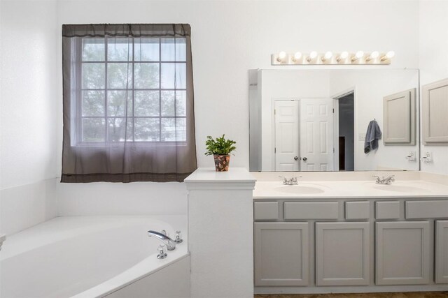 146 Long Shadow Dr, Bastrop, TX 78602 - bathroom with double vanity and a bath