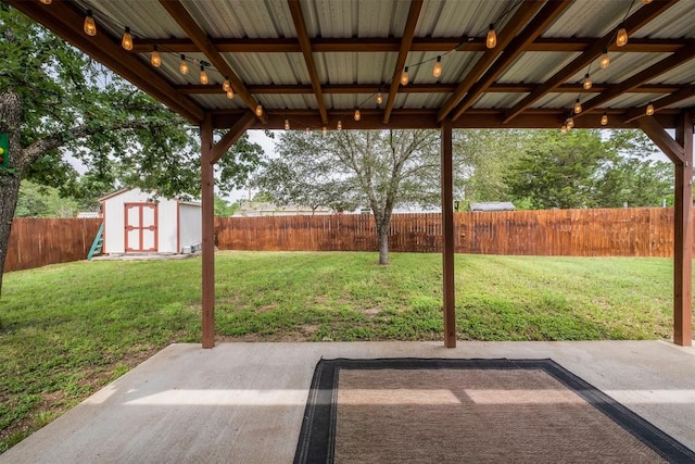 146 Long Shadow Dr, Bastrop, TX 78602 - view of patio with a shed and an outbuilding