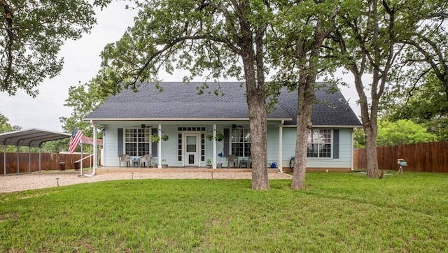 146 Long Shadow Dr, Bastrop, TX 78602 - back of property with covered porch and roof with shingles