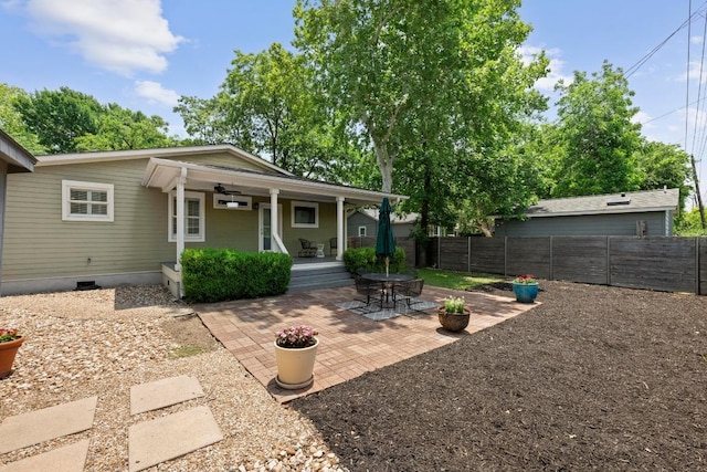 3214 Funston St, Austin, TX 78703 - back of house featuring a ceiling fan, a patio, and a porch
