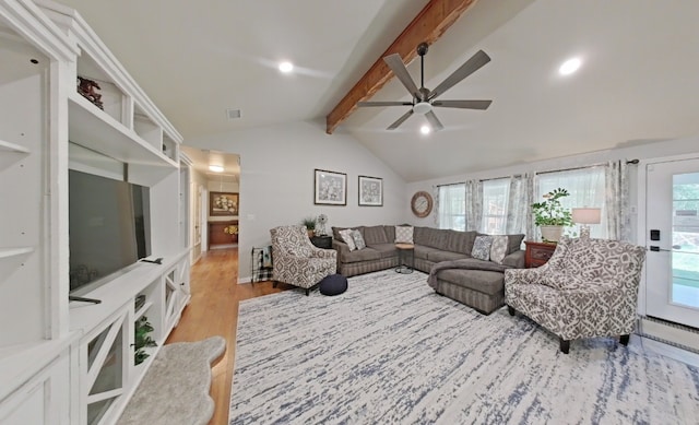 1127 Penion Dr, Austin, TX 78748 - living room featuring a ceiling fan, light wood finished floors, and recessed lighting