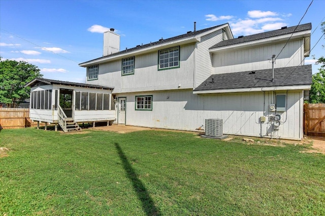1905 Hollow Tree Blvd, Round Rock, TX 78681 - back of property featuring a sunroom and a chimney
