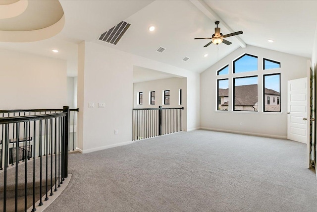 604 Rawson Bnd, Austin, TX 78738 - empty room featuring light colored carpet, a ceiling fan, and recessed lighting
